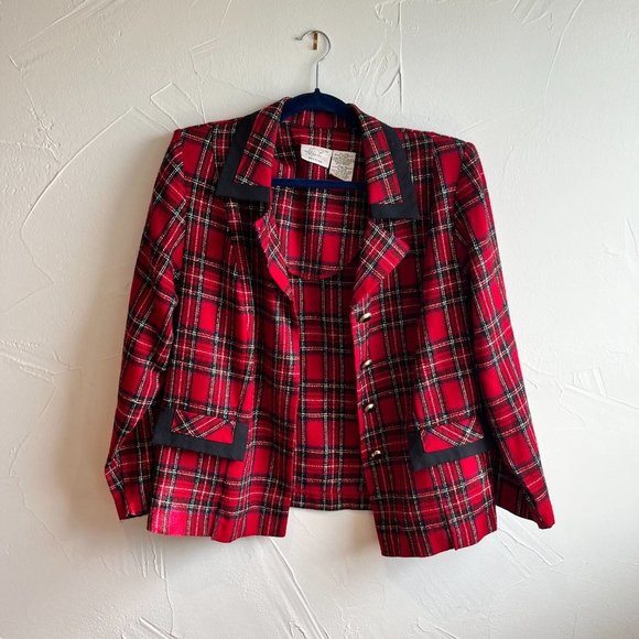 Kathie Lee Collection Jackets & Blazers - Vintage Kathie Lee Red Plaid Blazer